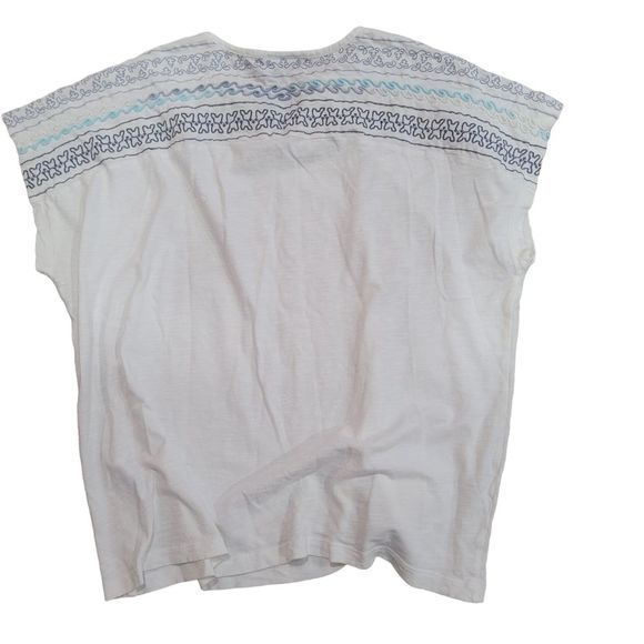 Chico's Womens Boho Embroidered Blouse Tassel Bell Sleeves Cotton Size 3 - Picture 2 of 5